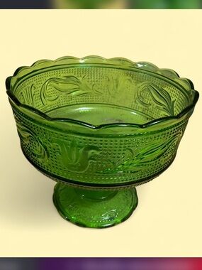 Vintage Green Depression Glass Dish